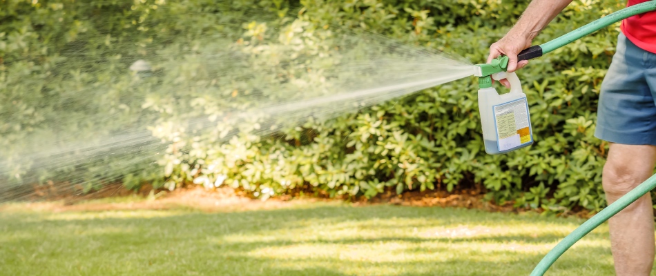 Liquid aeration applied throughout lawn in Carmel, IN.