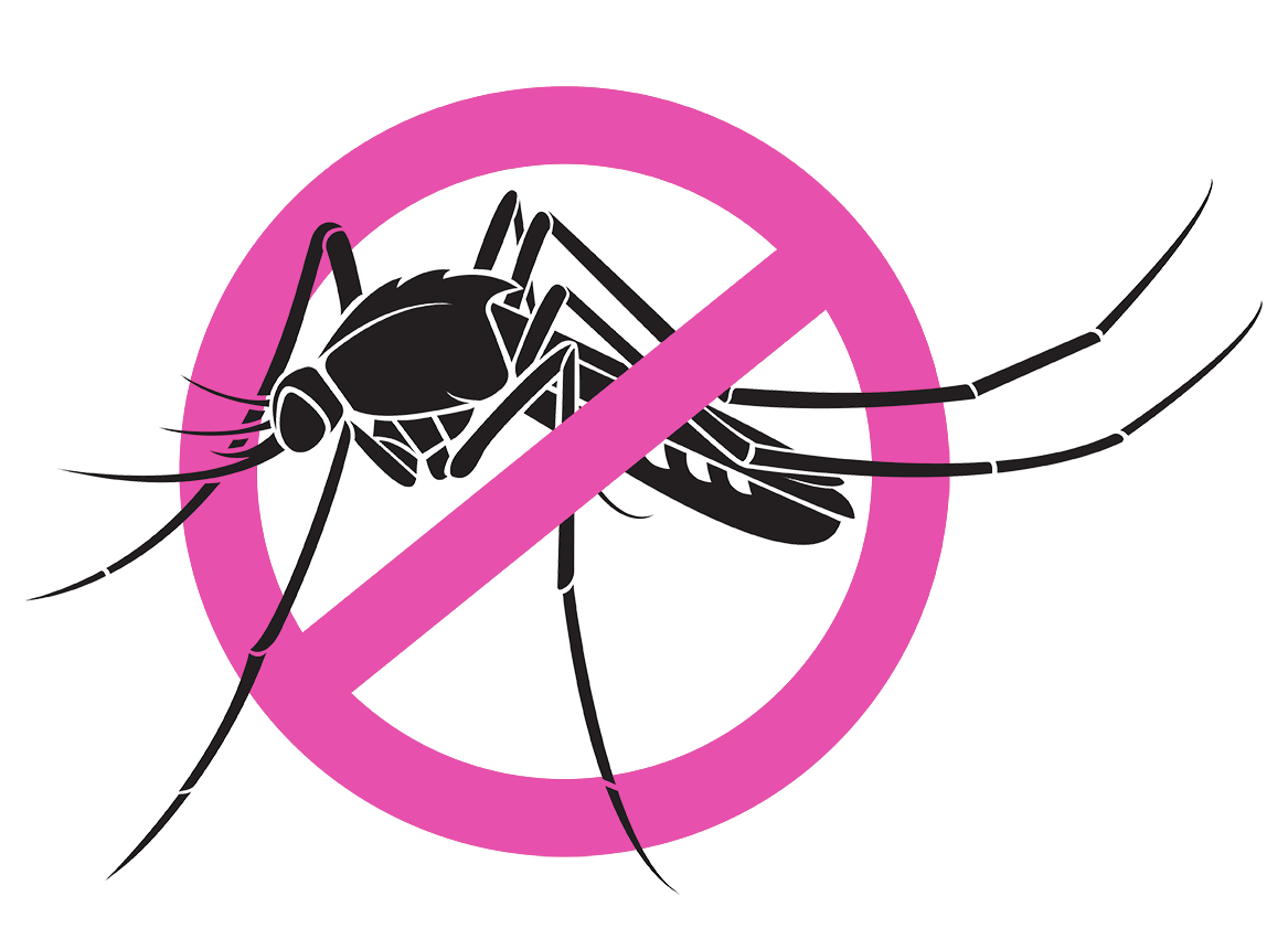 Mosquito graphic with ban shape.